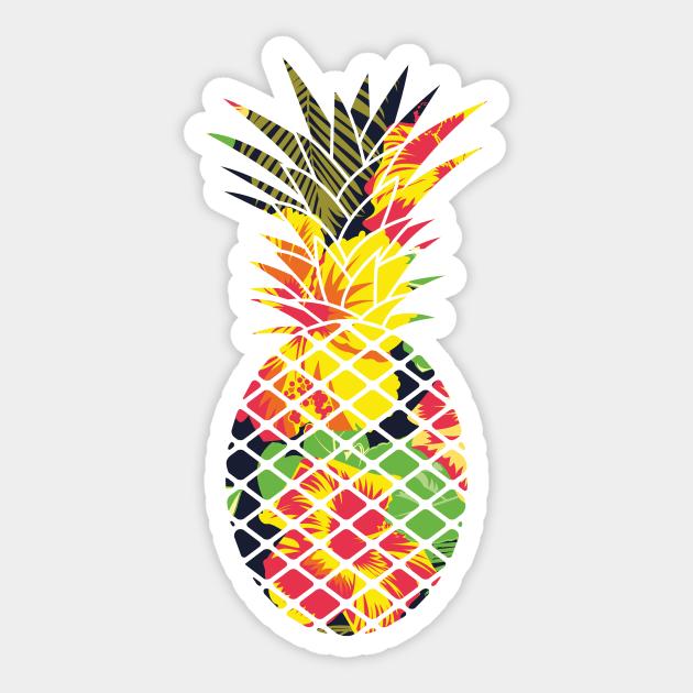 Tropical Pineapple Geometric Floral Sticker by dukito